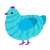 Phyllis, a aqua and cerulean chicken with a bar pattern