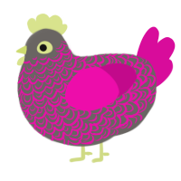 (unnamed), a grey and fuchsia chicken with a double-lace pattern