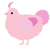 Saku, a rose and pink chicken with a neck-band pattern