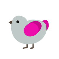 (unnamed), a silver and fuchsia chicken