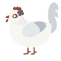 Blance, a white and mist chicken with a neck-speckle pattern