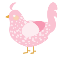 Strawbby, a rose chicken with a speckle pattern