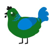 Minecraft Zombie, a leaf and sapphire chicken with a neck-band pattern