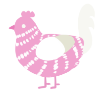 Lollypop, a pink and white chicken with a bar pattern