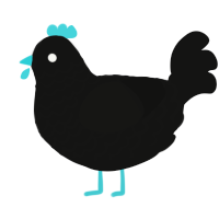 Batbloqoise, a black chicken with a lace pattern