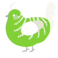 (unnamed), a grass and white chicken with a half-bar pattern