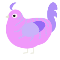 Cotton Candy, a lavender and lilac chicken with a half-bar pattern