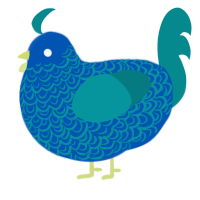 (unnamed), a ultramarine and teal chicken with a double-lace pattern