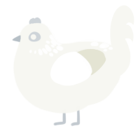 Snow, a white chicken with a neck-speckle pattern