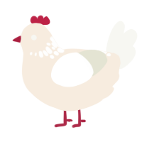 (unnamed), a cream and white chicken with a neck-speckle pattern