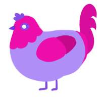 (unnamed), a lilac and fuchsia chicken with a head pattern