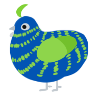 Bliss, a ultramarine and grass chicken with a bar pattern