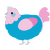 Trans Lucent, a cerulean and pink chicken with a head pattern