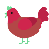 Red Hot, a red and crimson chicken with a head pattern