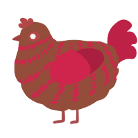 Amaretto, a russet and crimson chicken with a bar pattern