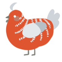 Orang, a vermilion and mist chicken with a half-bar pattern