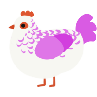 Peaches, a white and orchid chicken with a half-lace pattern