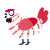 cardshark, a lilac and crimson chicken with a bar pattern