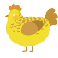 Cornflower, a yellow and gold chicken with a half-lace pattern