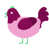 Rosehip, a pink and wine chicken with a head pattern