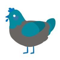 Hatsune Miku, a grey and sea chicken with a head pattern