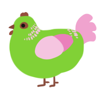 Lime Mochi, a grass and pink chicken with a neck-band pattern