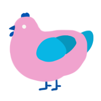 trans wrights, a pink and cerulean chicken