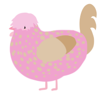 lineage curse g2, a pink and beige chicken with a speckle pattern