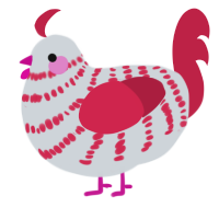 Juon Kiku, a white and crimson chicken with a head pattern