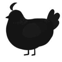 Epsilon, a black and sable chicken with a neck-speckle pattern