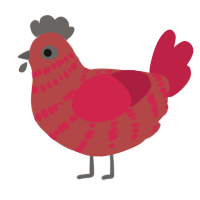 1 mod xxy, a red and crimson chicken with a speckle pattern