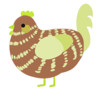 Kiwi 2, a brown and lemon chicken with a bar pattern