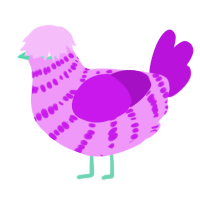 Night Bandit, a lavender and amethyst chicken with a bar pattern