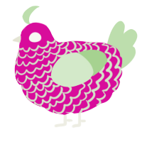 Juu-goryu, a fuchsia and gluppy chicken with a lace pattern