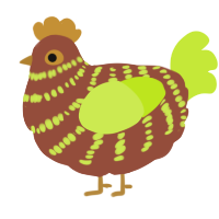 (unnamed), a russet and lime chicken with a bar pattern