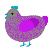 Derpessione, a ash and amethyst chicken with a double-lace pattern