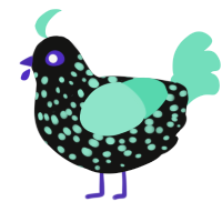 (unnamed), a black and mint chicken with a speckle pattern