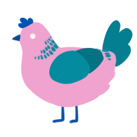 Cotton Candy, a pink and sea chicken with a neck-band pattern