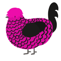 lineage curse g2, a fuchsia and sable chicken with a lace pattern