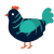 A tumblr and turquoise chicken with a half-bar pattern