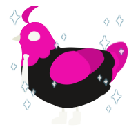 dunkin donut, a sable and fuchsia chicken with a head pattern