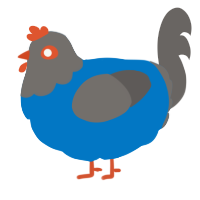 Failed Spock 2, a sapphire and grey chicken with a head pattern