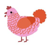 (unnamed), a pink and vermilion chicken with a lace pattern