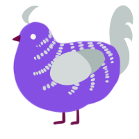 (unnamed), a blurple and silver chicken with a half-bar pattern