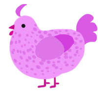 oug, a lavender and orchid chicken with a speckle pattern