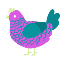 Neon Raven, a orchid and teal chicken with a lace pattern