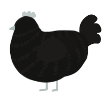 (unnamed), a black and sable chicken with a bar pattern