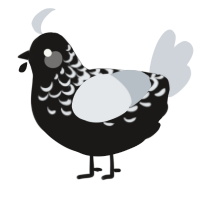 Dazzle, a sable and mist chicken with a half-lace pattern