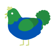 (unnamed), a ultramarine and viridian chicken with a head pattern