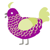 Buggy, a plum and lemon chicken with a lace pattern